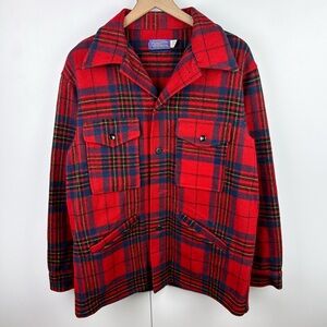 Pendleton Mackinaw Cruiser Vintage 70s Wool Plaid Shirt Jacket Medium Hunting